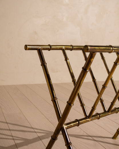 Vintage Brass Faux‑Bamboo Magazine Holder