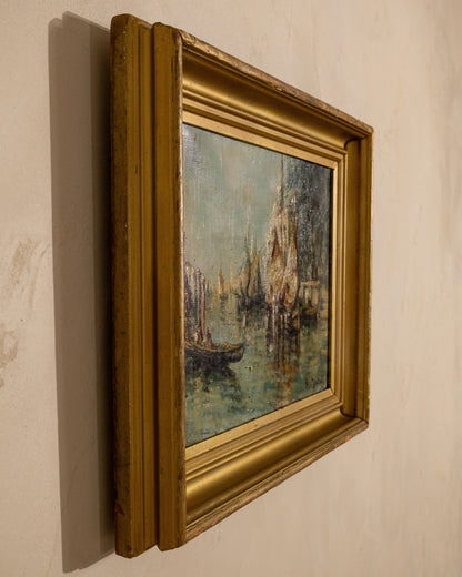 Antique Venetian Oil on Canvas, Signed R. Dabois