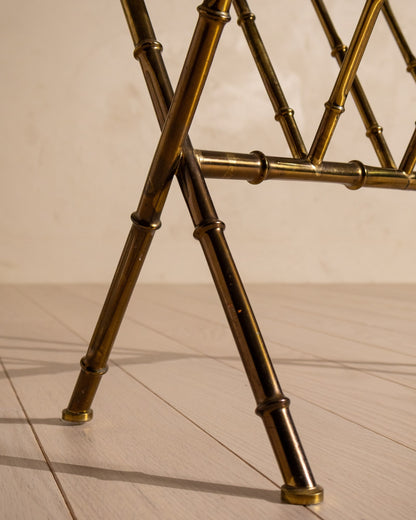 Vintage Brass Faux‑Bamboo Magazine Holder