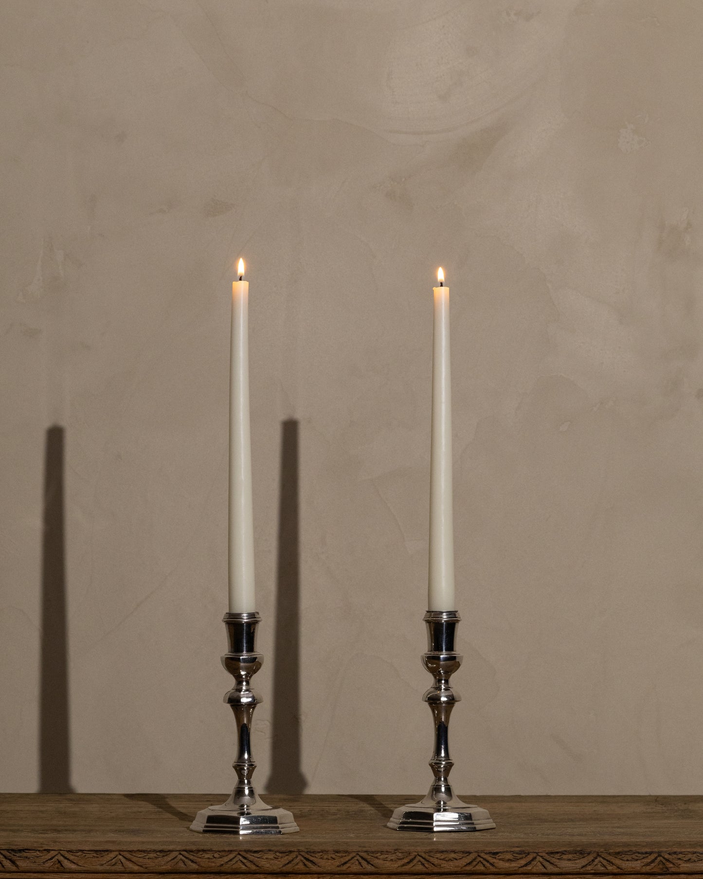 Silver-Plated Octagonal Candlesticks — Pair