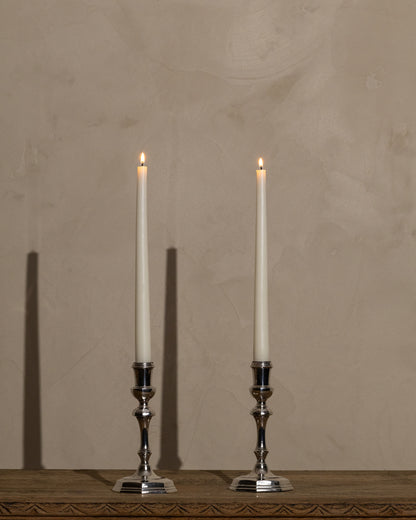Silver-Plated Octagonal Candlesticks — Pair