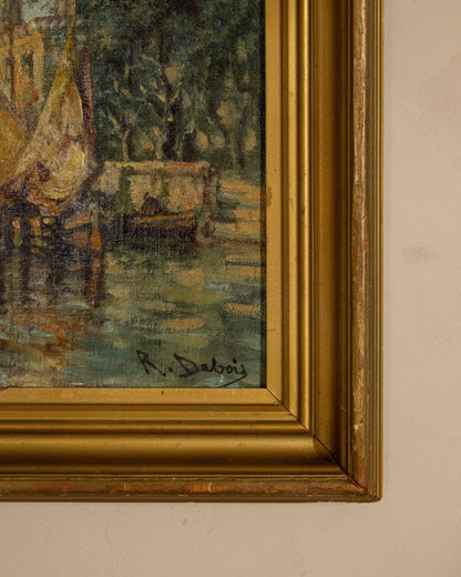 Antique Venetian Oil on Canvas, Signed R. Dabois