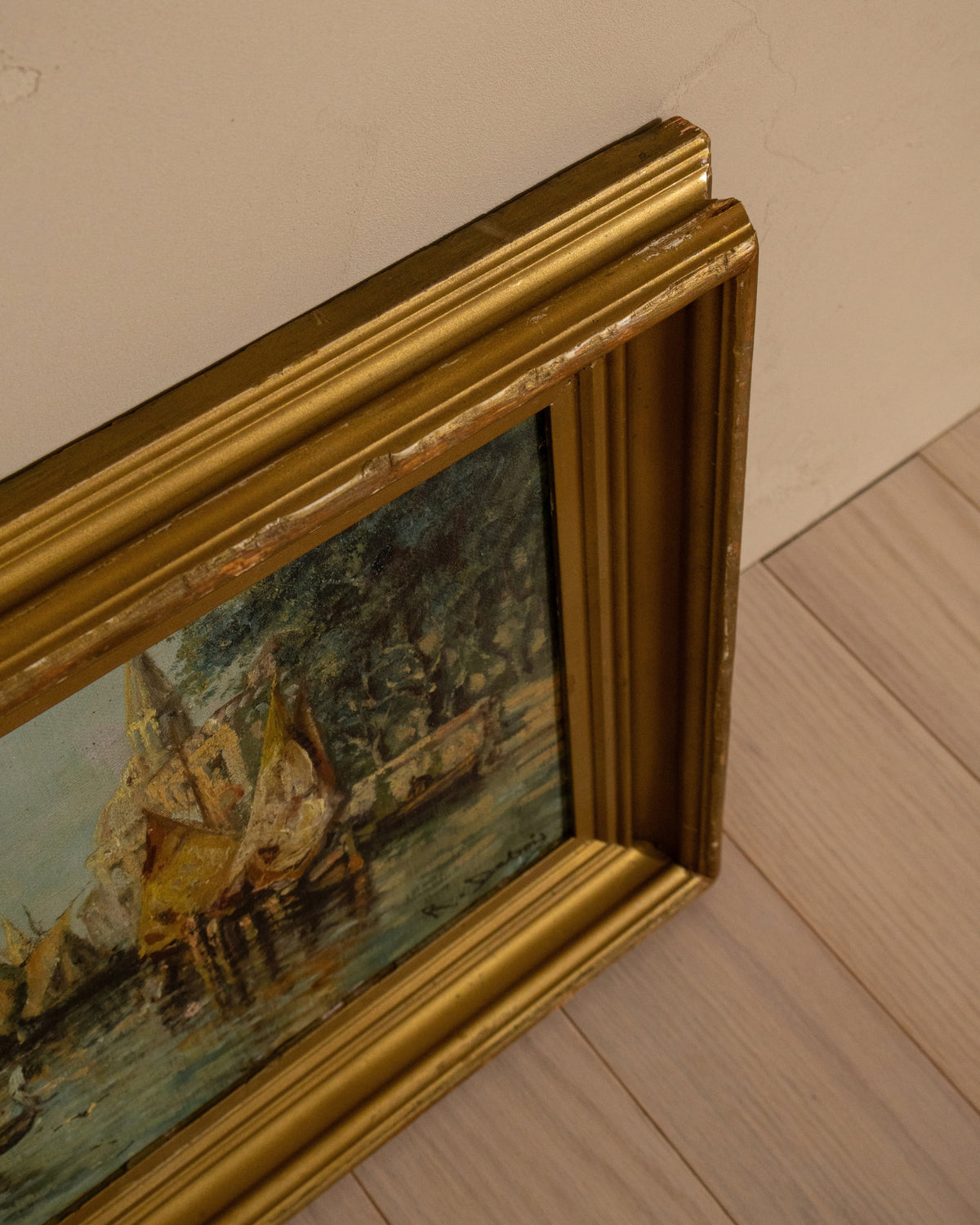 Antique Venetian Oil on Canvas, Signed R. Dabois