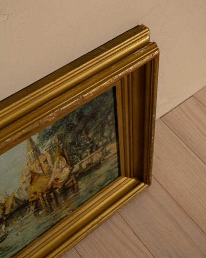 Antique Venetian Oil on Canvas, Signed R. Dabois