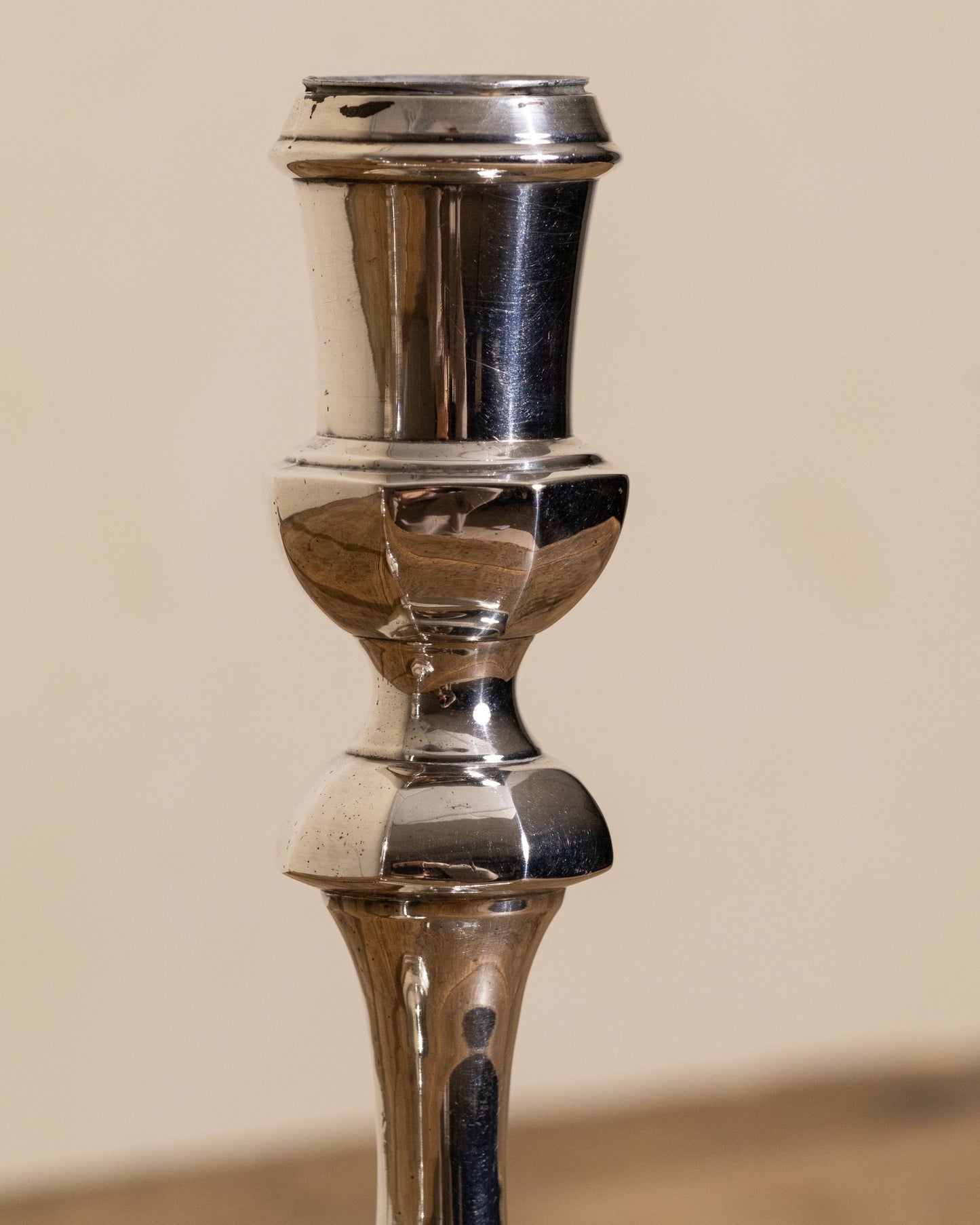Silver-Plated Octagonal Candlesticks — Pair