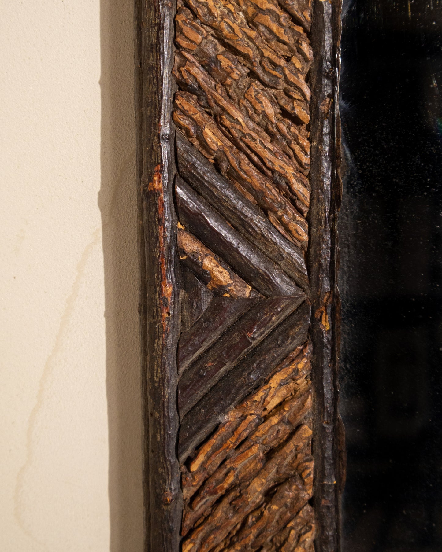 19th Century French Folk Art Twig Mirror