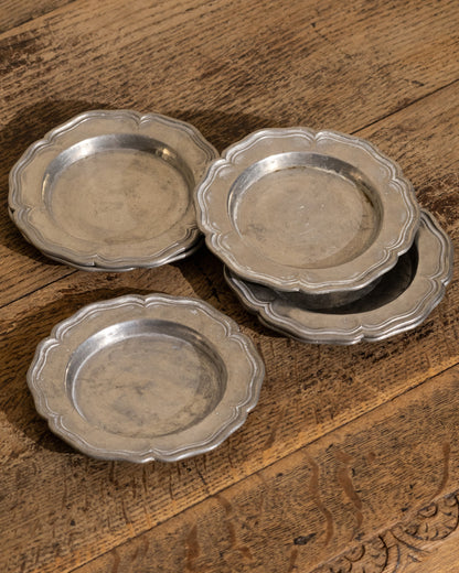 Set of Six Sculpted Pewter Coasters — Signed Nino Ferrari