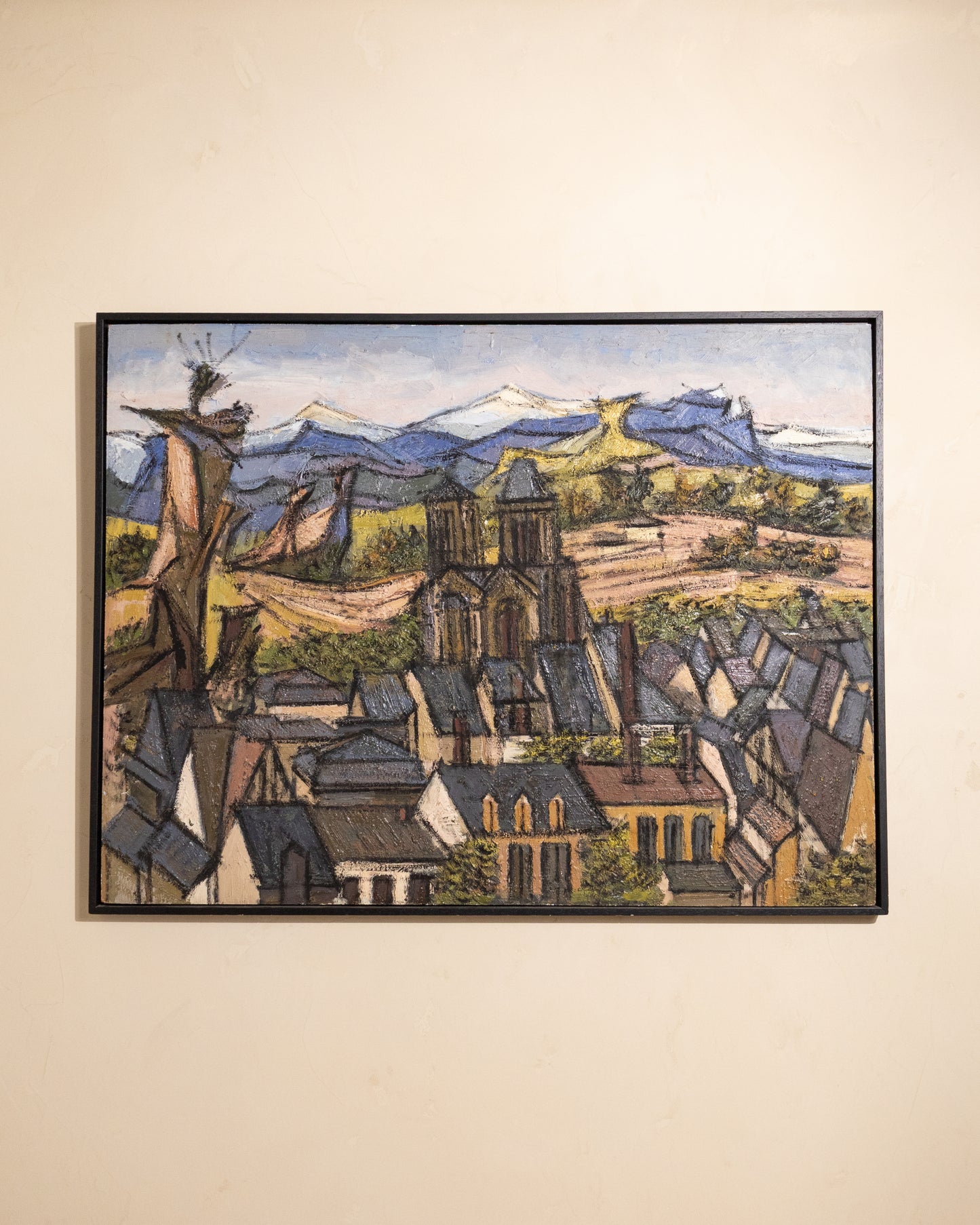 Mid Century French Landscape Oil on Board