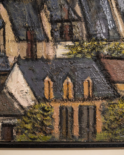 Mid Century French Landscape Oil on Board