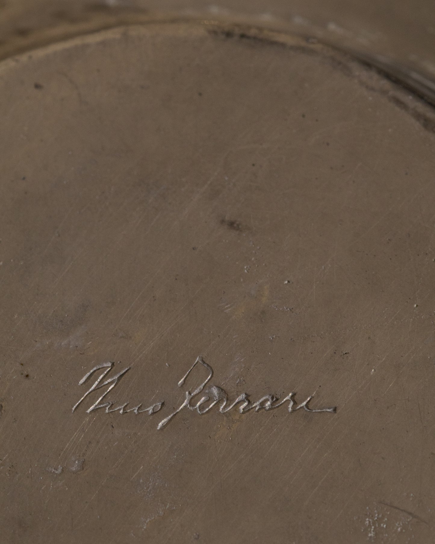 Set of Six Sculpted Pewter Coasters — Signed Nino Ferrari