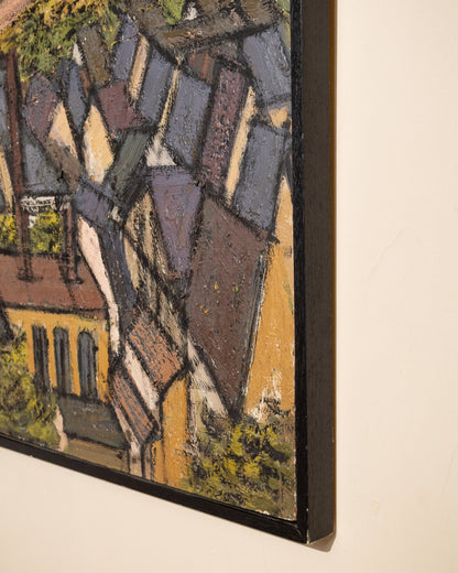 Mid Century French Landscape Oil on Board