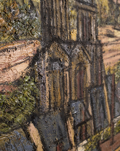 Mid Century French Landscape Oil on Board