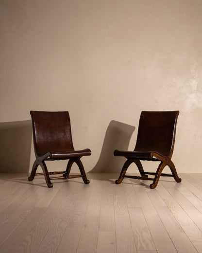 Pair of 20th Century Spanish Leather Chairs