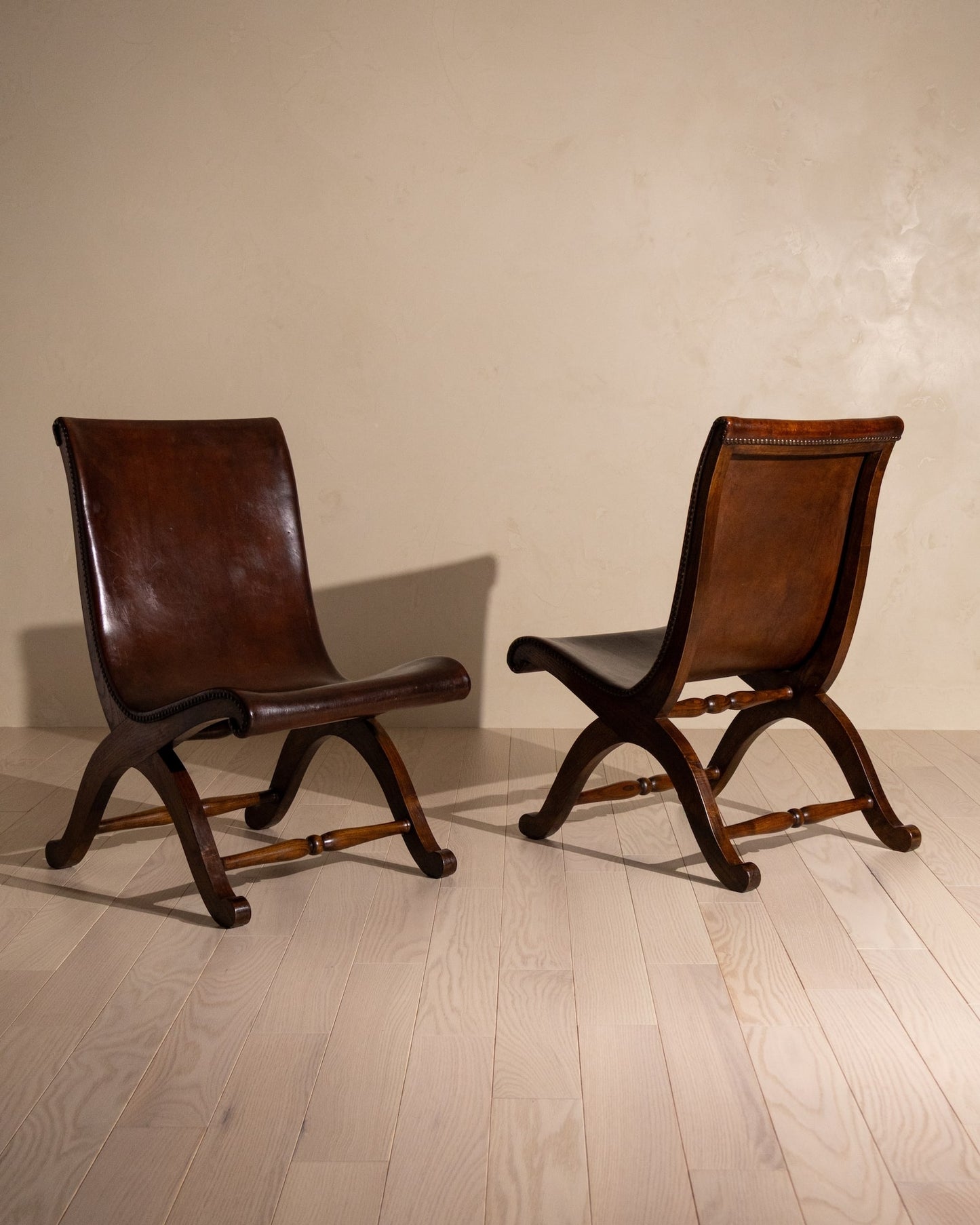 Pair of 20th Century Spanish Leather Chairs