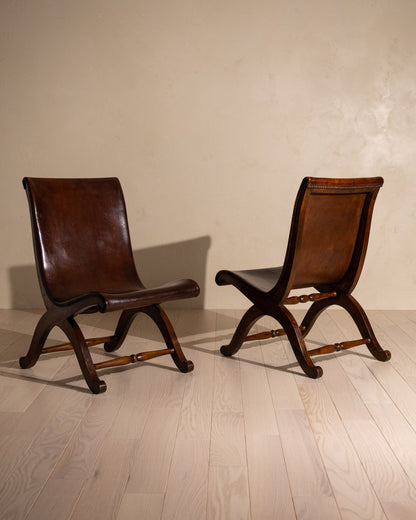 Pair of 20th Century Spanish Leather Chairs
