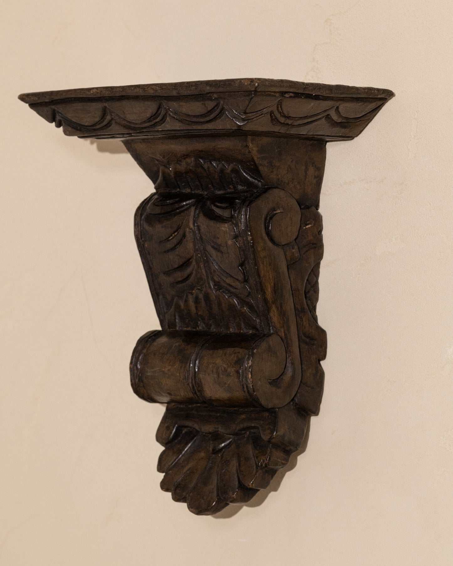 Carved Wooden Wall Shelf