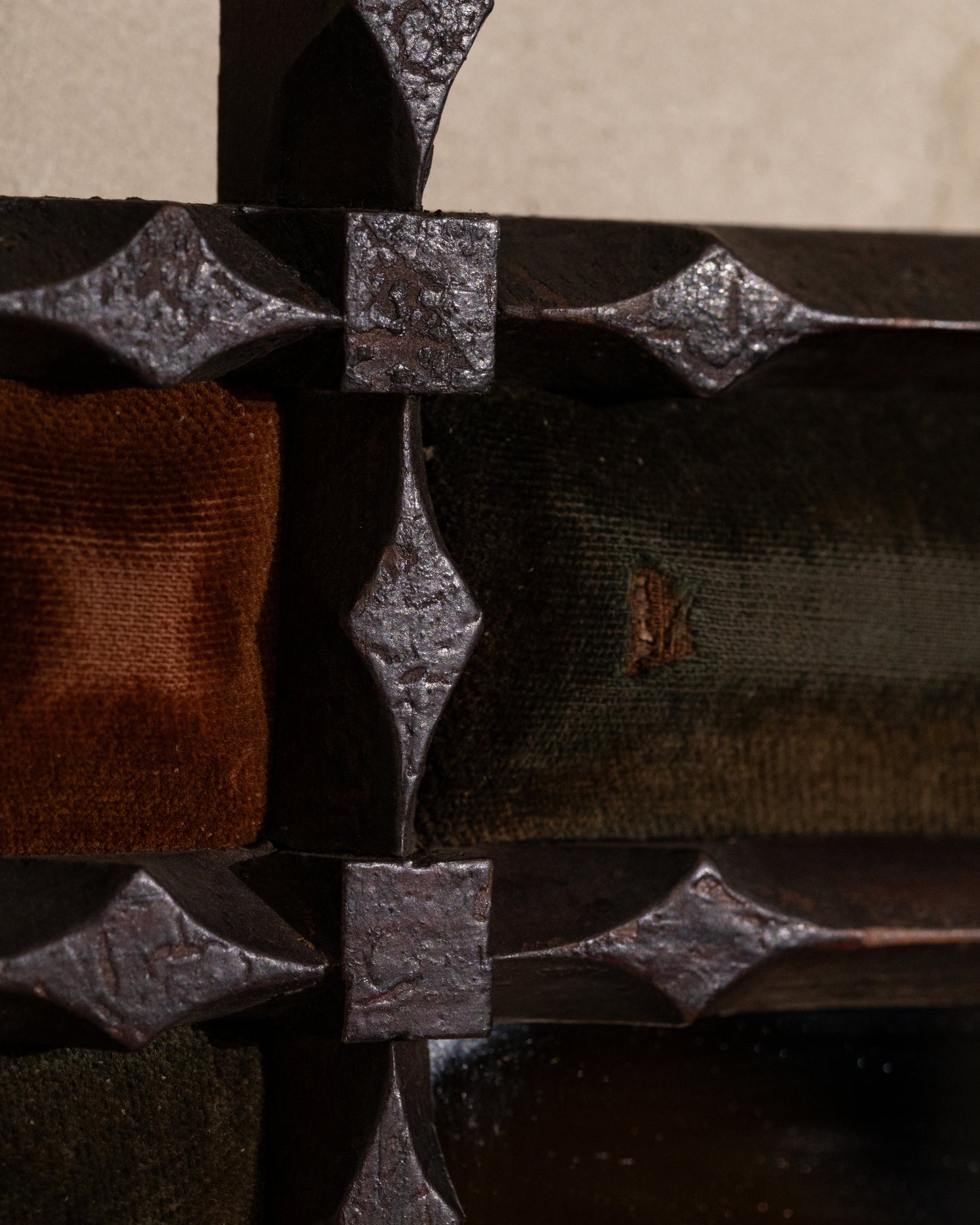 19th-Century Chip Carved Velvet Mirror