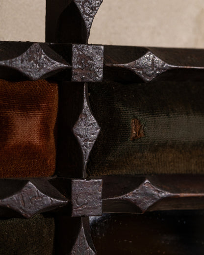 19th-Century Chip Carved Velvet Mirror