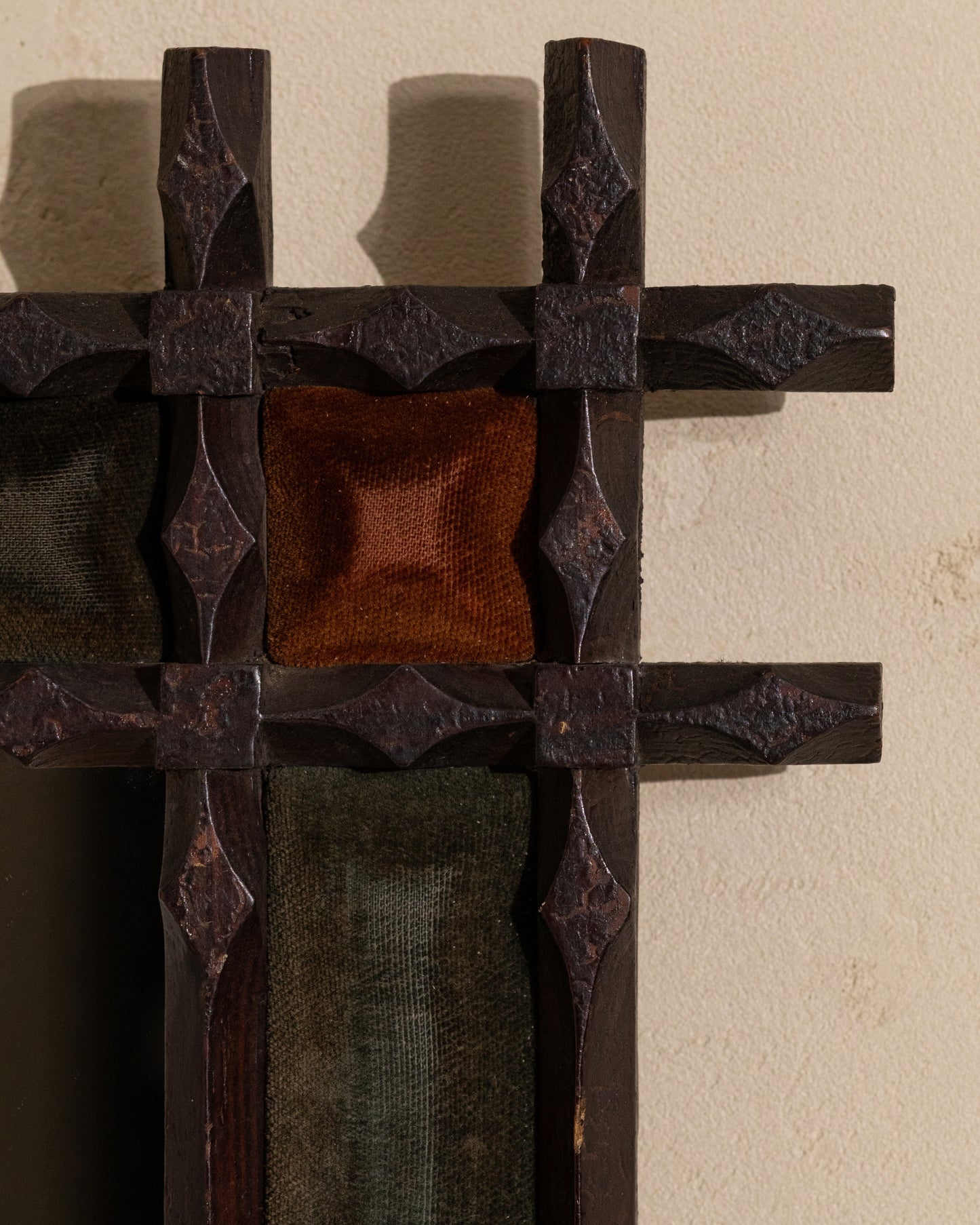 19th-Century Chip Carved Velvet Mirror