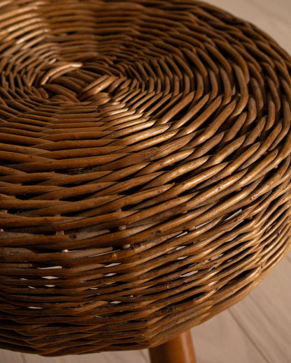 20th Century Tony Paul Rattan Fireside Stools (Sold Individually)