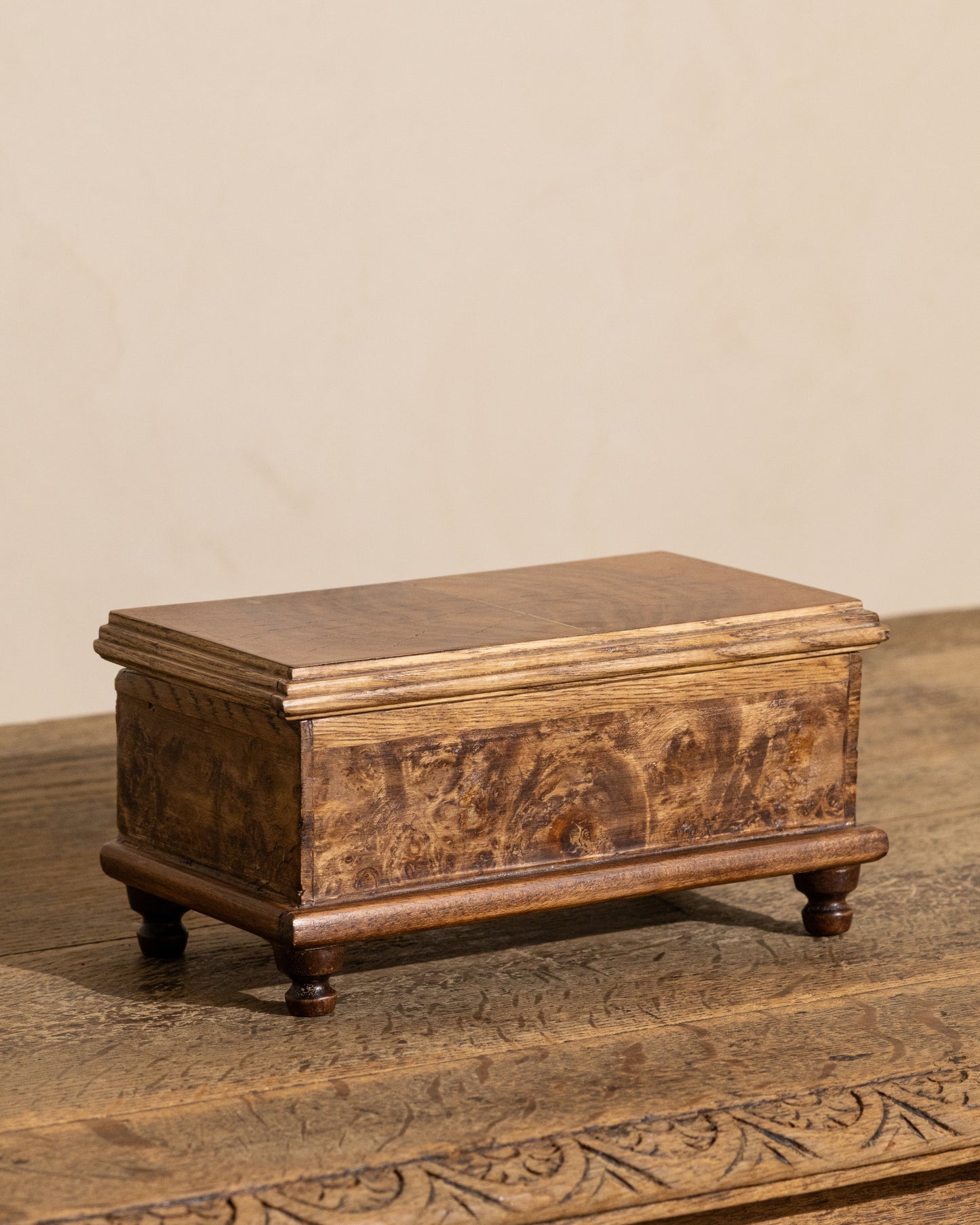 Vintage Italian Burlwood Footed Box