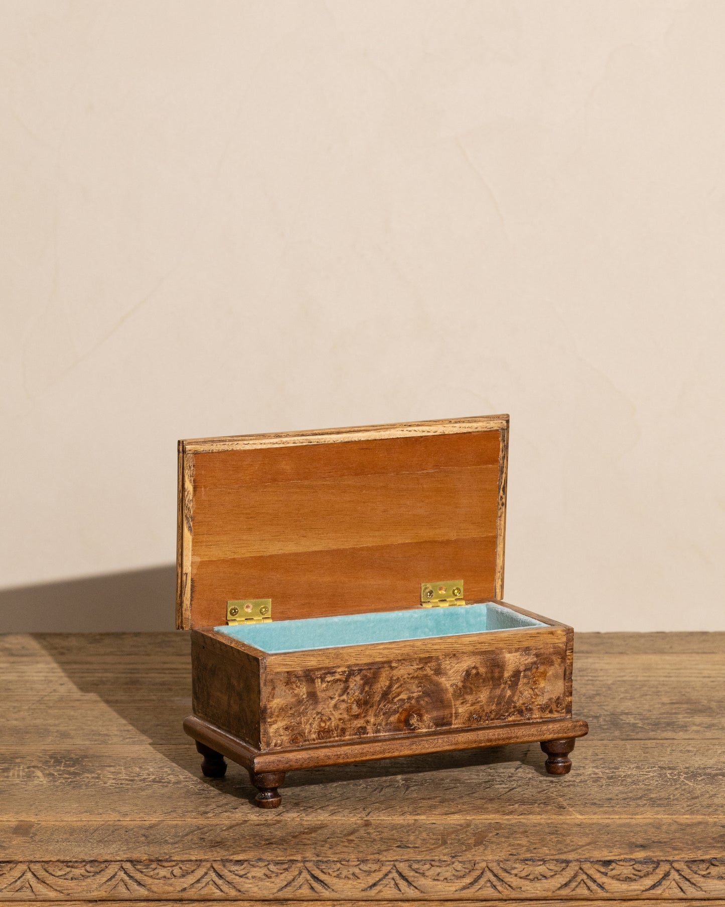 Vintage Italian Burlwood Footed Box