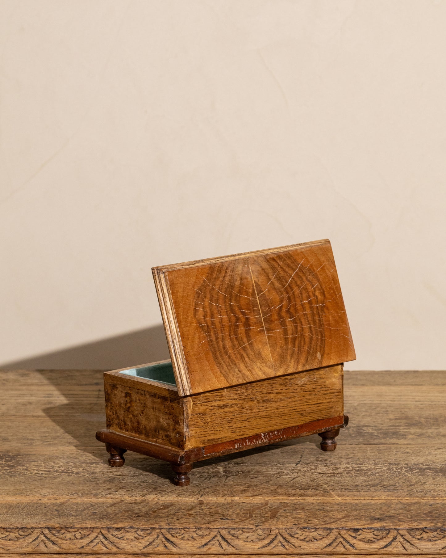 Vintage Italian Burlwood Footed Box