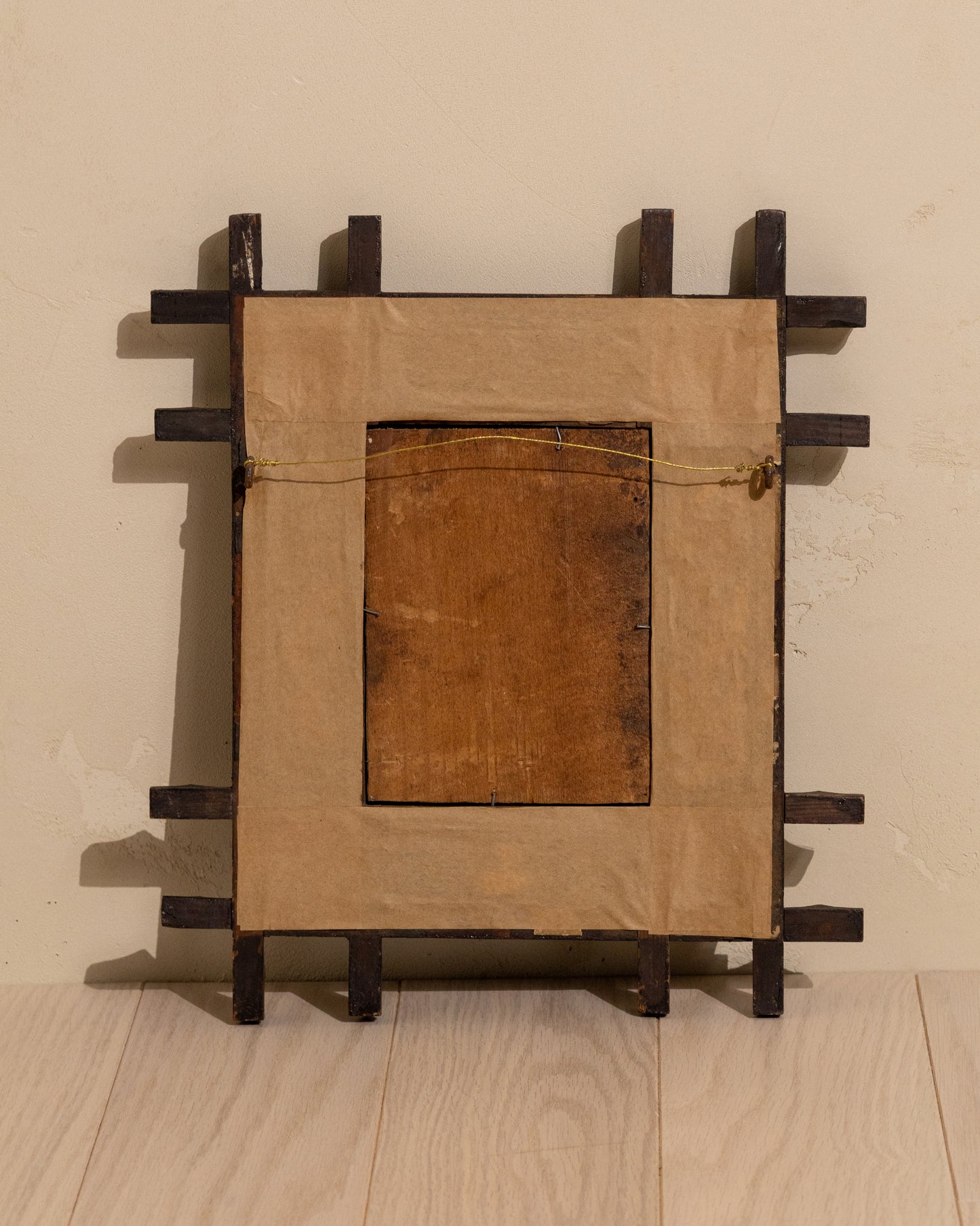 19th-Century Chip Carved Velvet Mirror