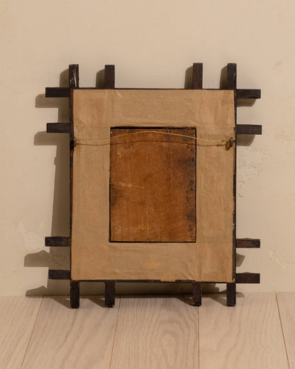 19th-Century Chip Carved Velvet Mirror