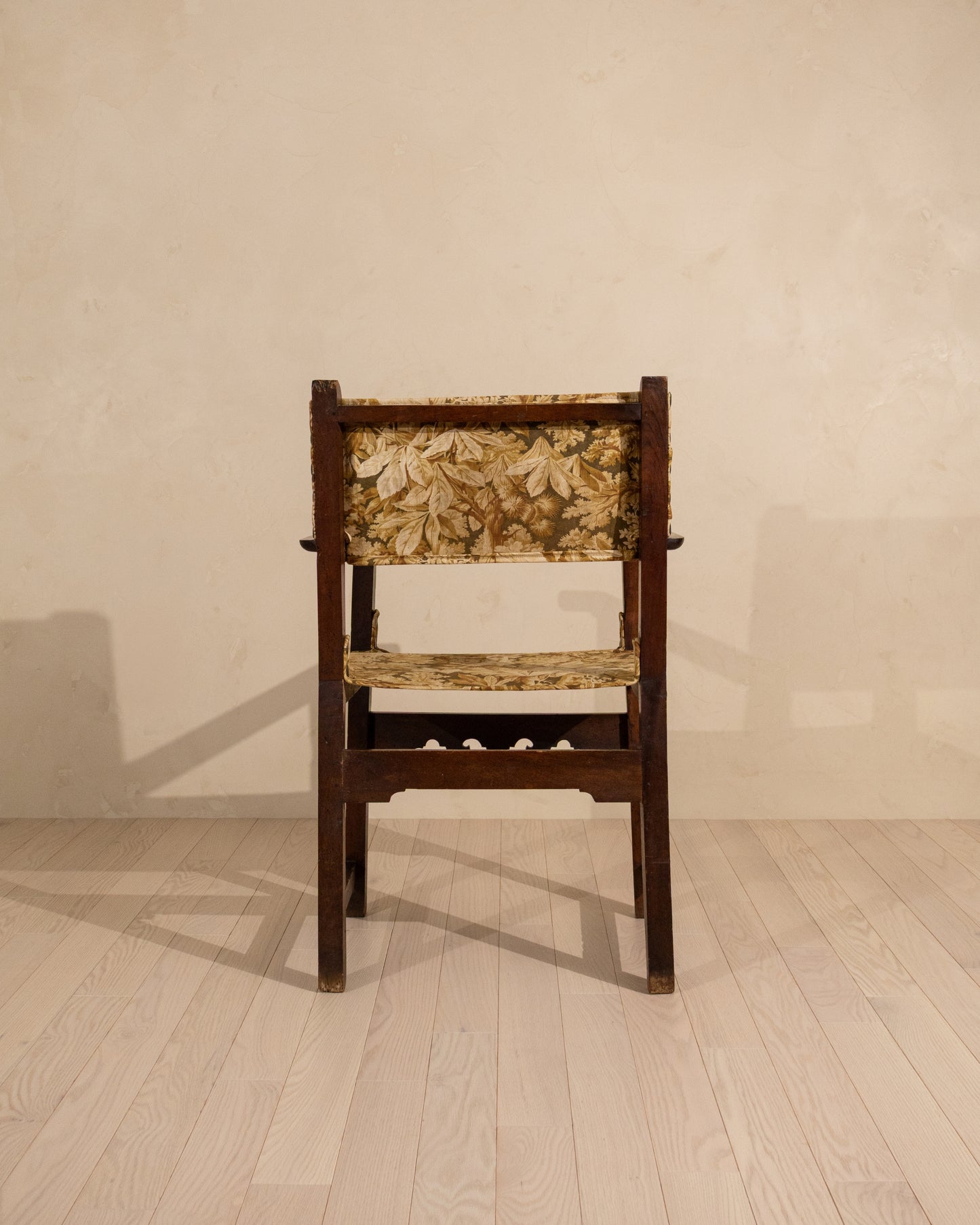 Early 19th Century Spanish Walnut Armchair with Antique French Textile