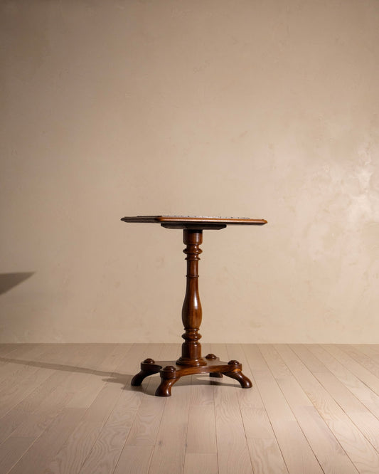 19th Century English Marble Checkerboard Lamp Table