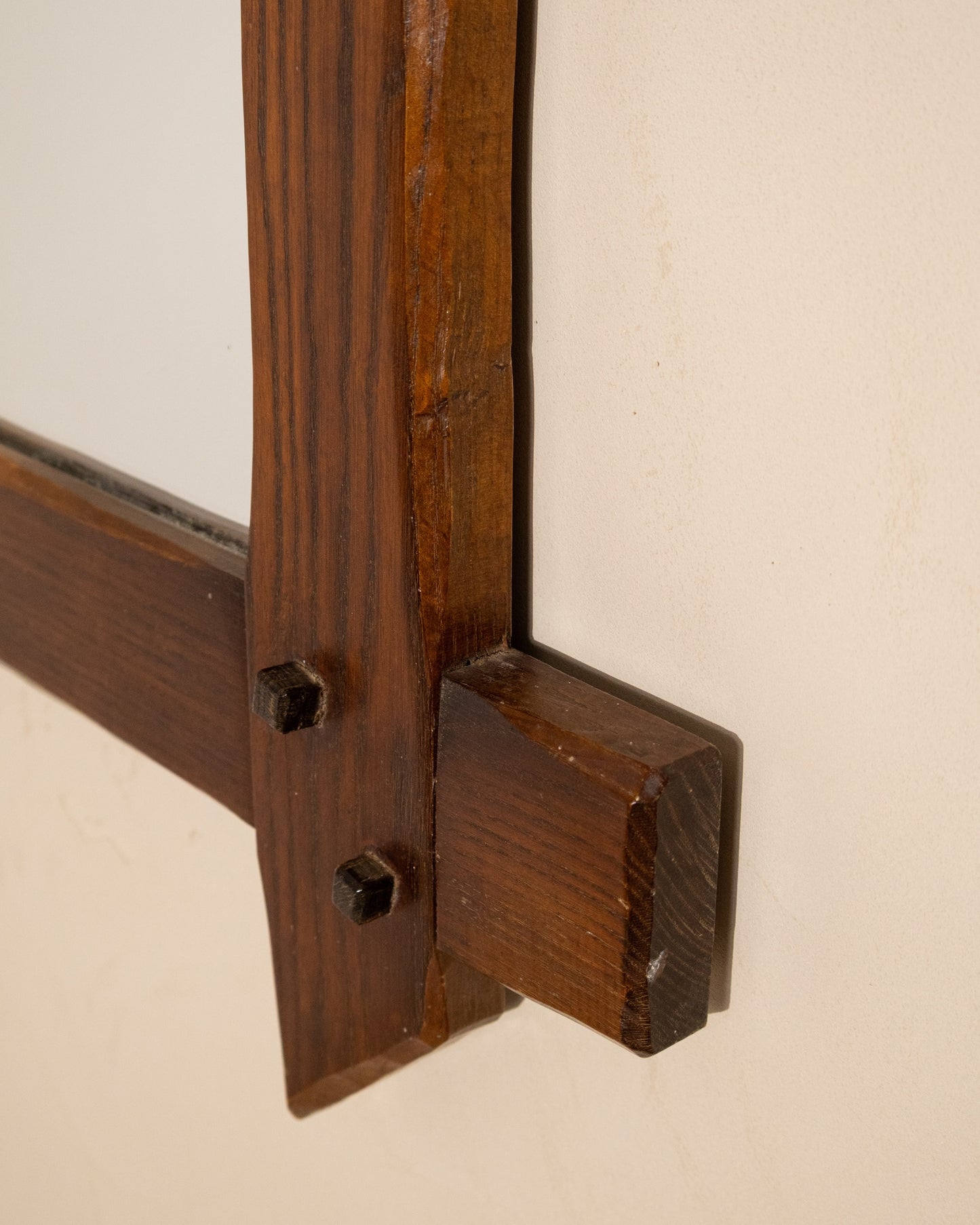 French Oak Mirror with Twisted Iron Ring