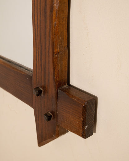 French Oak Mirror with Twisted Iron Ring