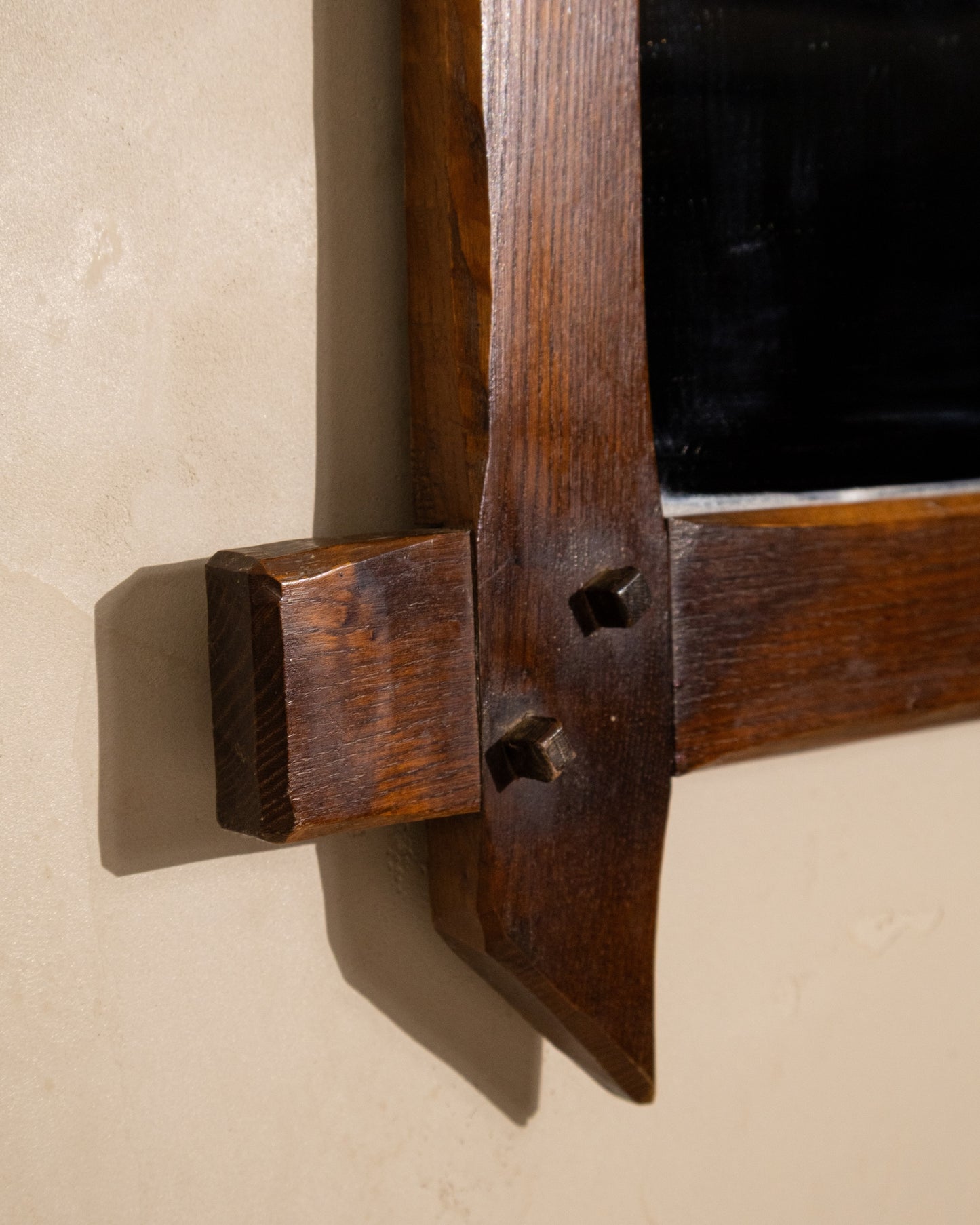 French Oak Mirror with Twisted Iron Ring
