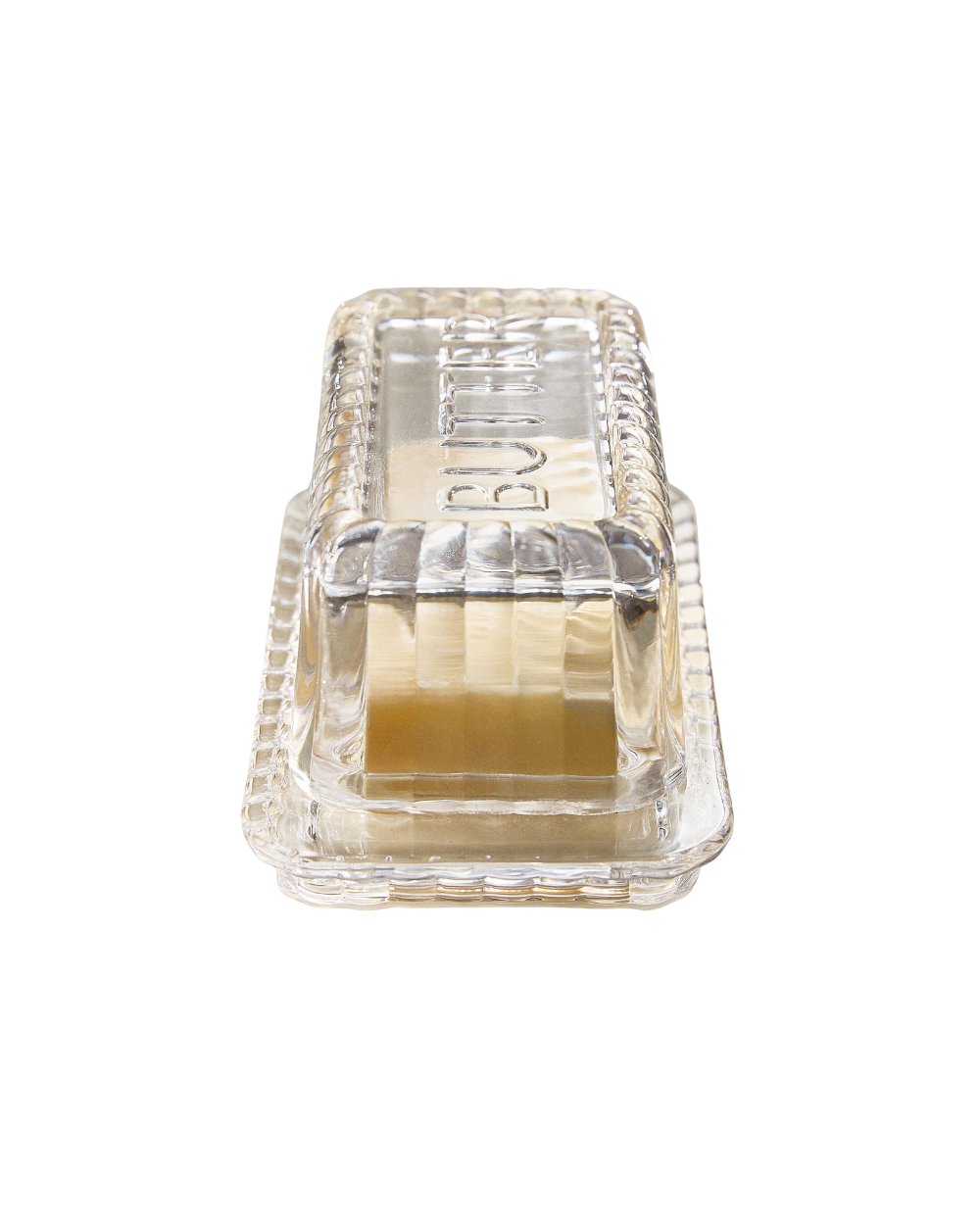 Striped Glass Butter Dish