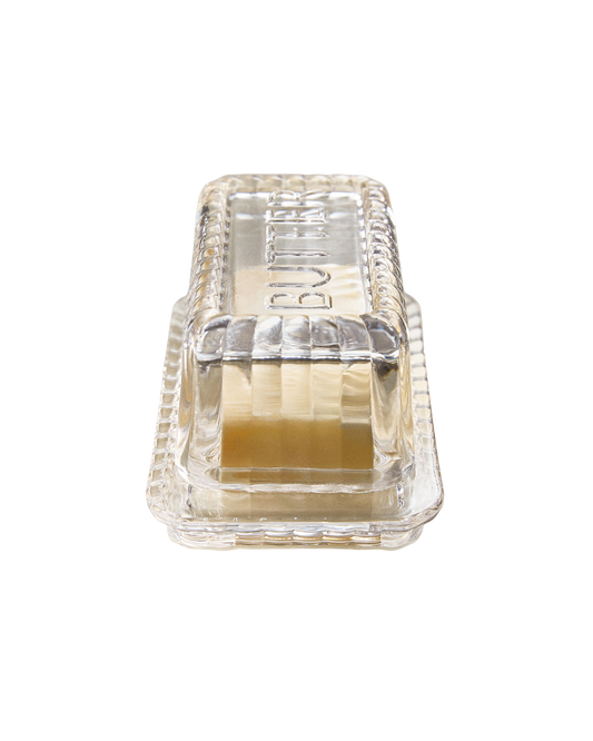 Striped Glass Butter Dish