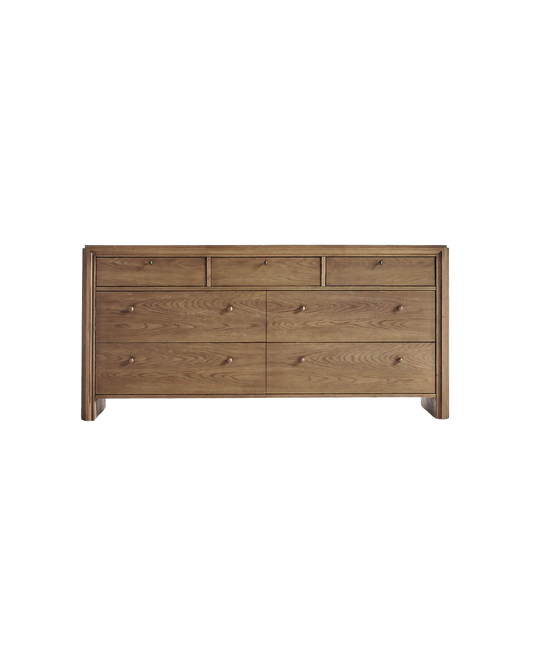 Caldwell Barley Brown 7-Drawer Oak Wood Dresser