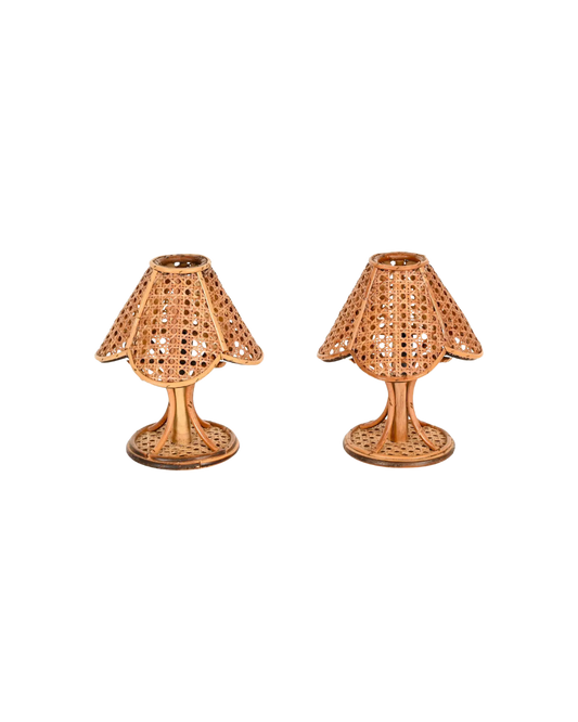 Rattan Pair of Lamps